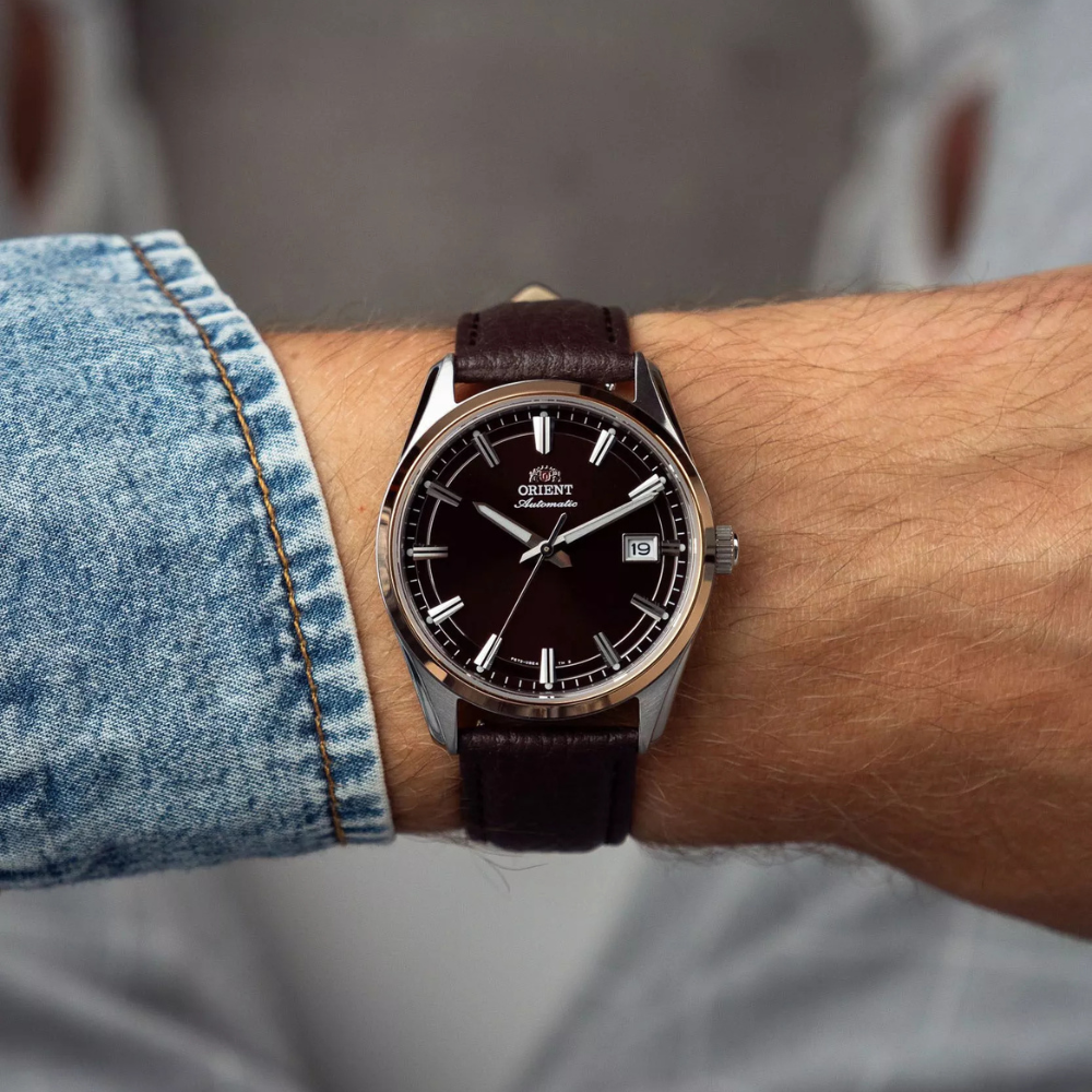 Orient Contemporary Stretto Date Brown 38.5mm