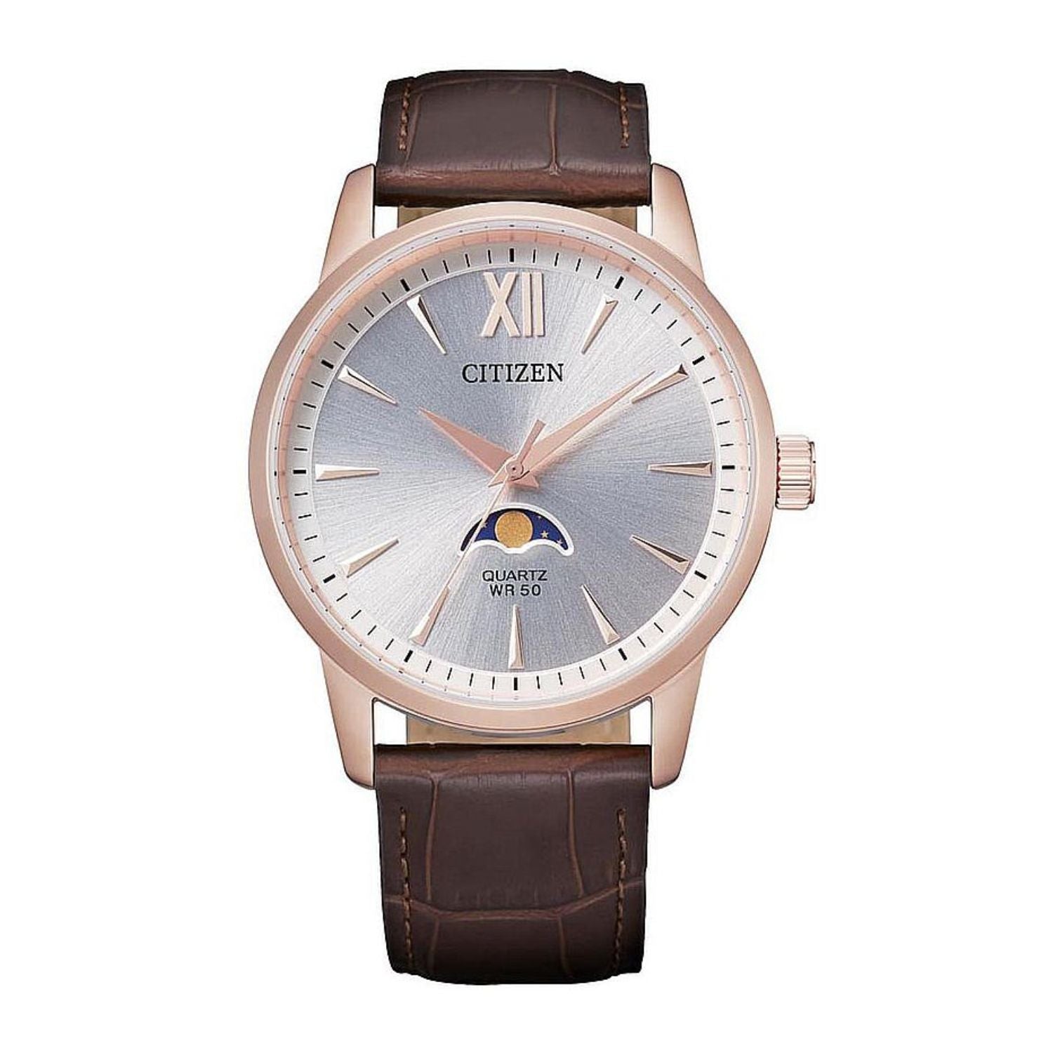 Citizen Silver Moonphase Quartz Rose Gold 42mm