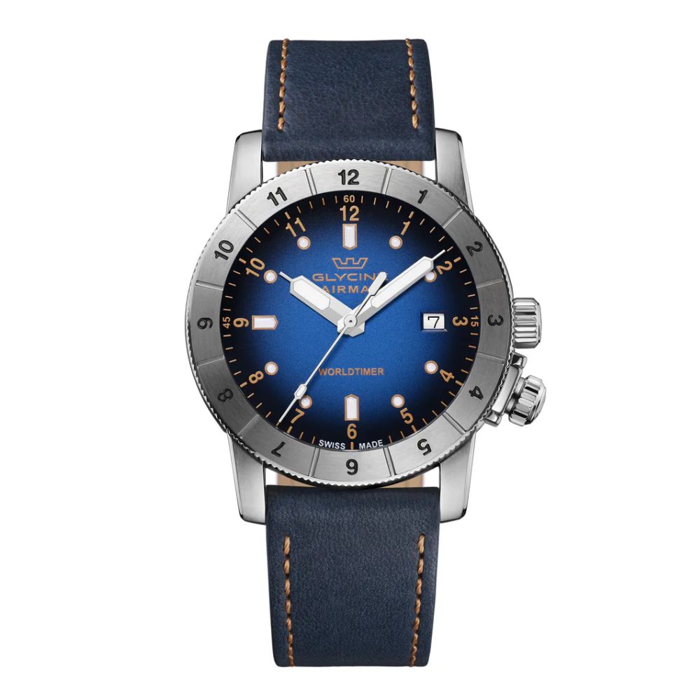 Glycine Airman Worldtimer Blue 42mm