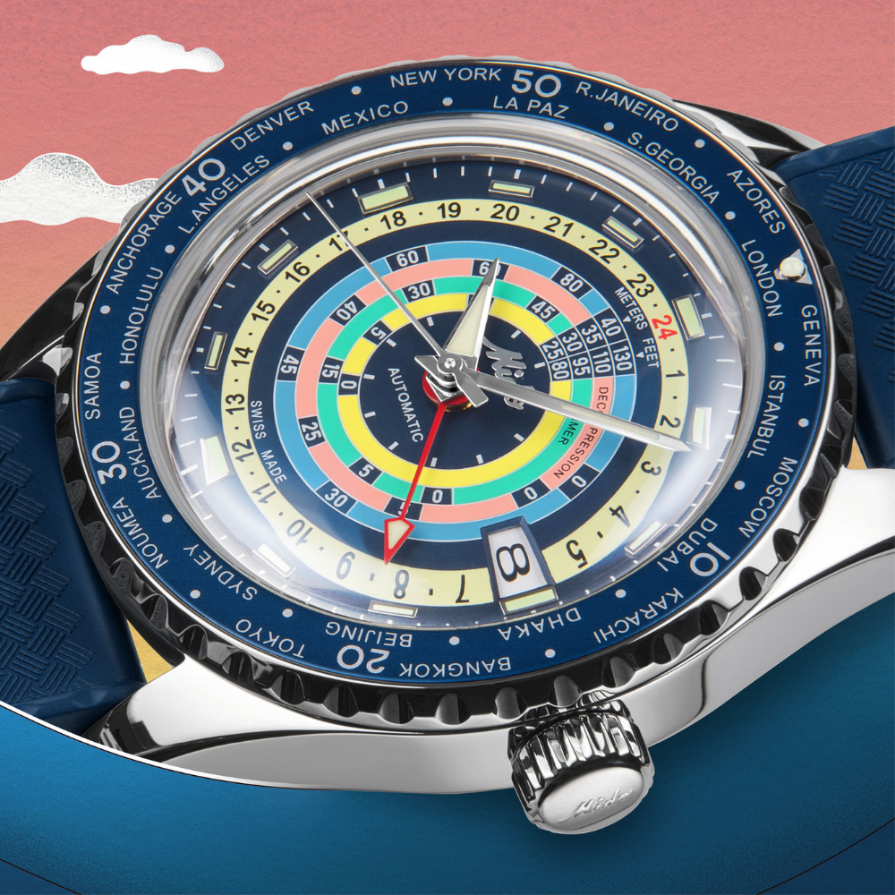Mido Ocean Star Decompression Worldtimer Automatic Blue 40.5mm
